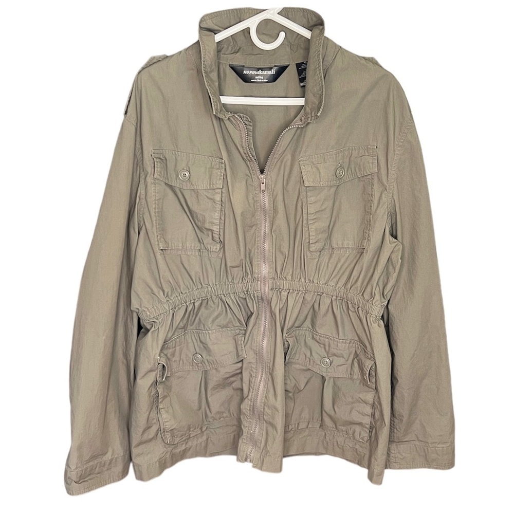 Norma Kamali military cargo cotton army elastic waist jacket size XXL
